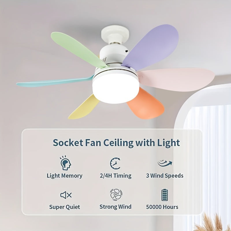 Dimmable E26/E27 Ceiling Fan with Remote Control for Bedroom Kitchen Living Room