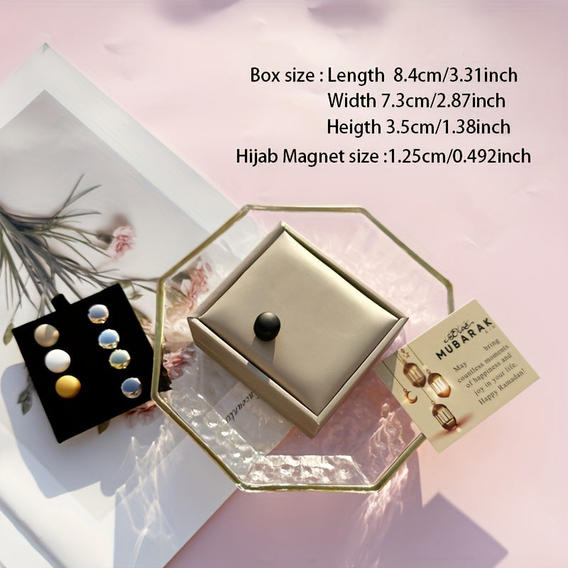 Set of 8 Elegant Alloy Hijab Pins and Brooches with Gift Box and Lantern Design