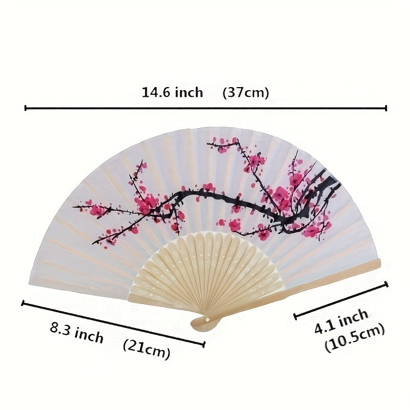 Silk Folding Fan Set of 10 Elegant Cherry Blossom Hand Fans for Weddings and Celebrations