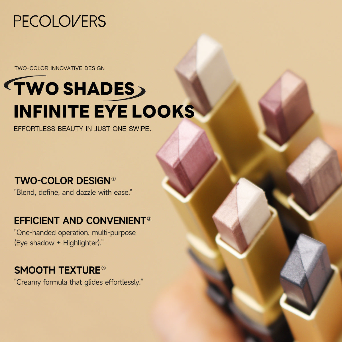 Women Dual-Ended Eyeshadow Sticks Waterproof Matte Shimmer Easy to Apply