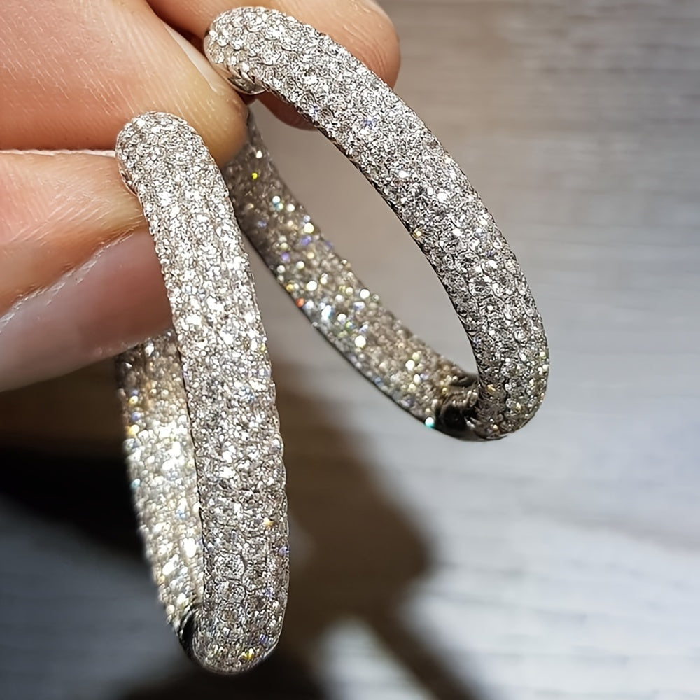 Women's Zirconia Large Hoop Earrings for Weddings Engagements and Parties