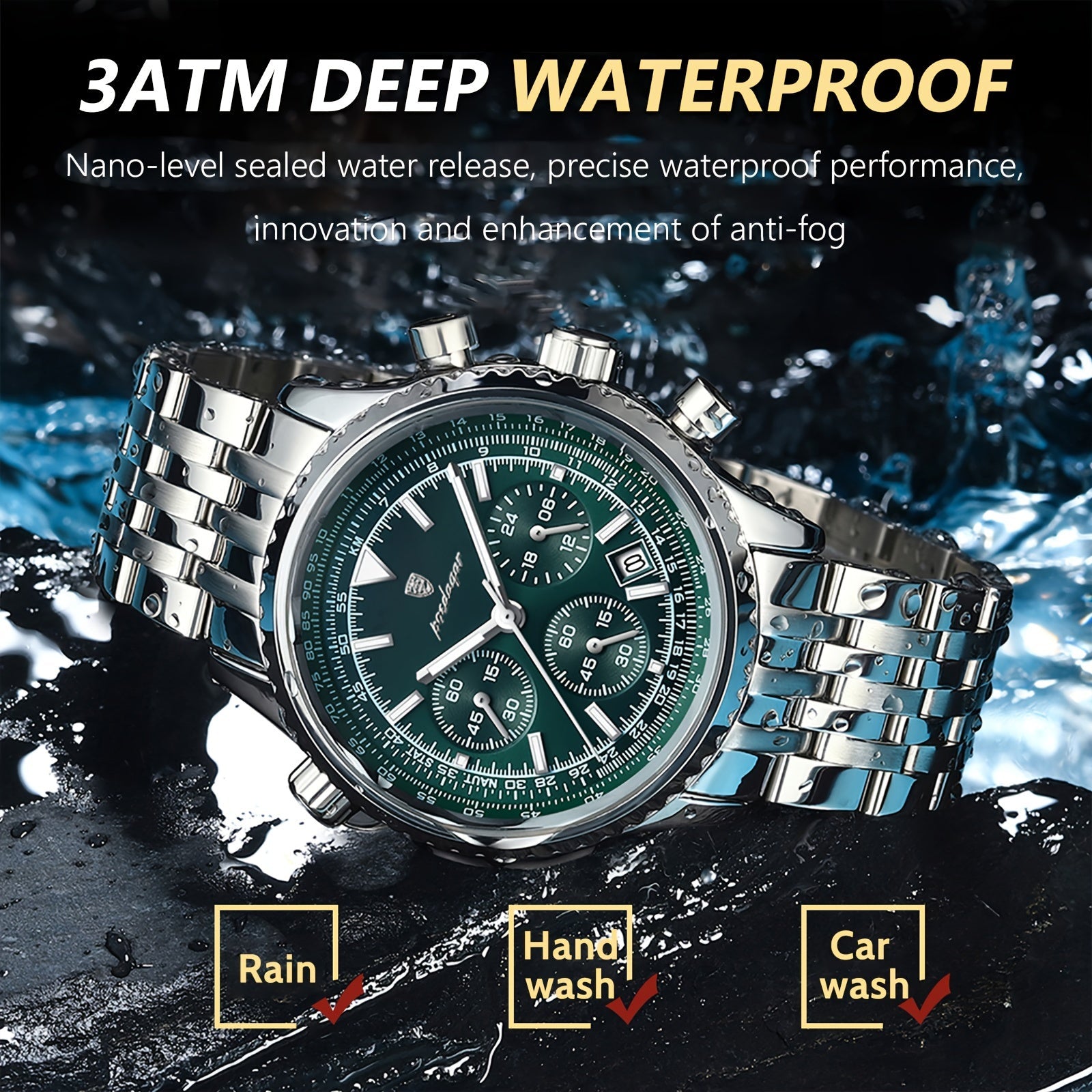 Luxury Men's Stainless Steel Watch Waterproof Luminous Business Watch