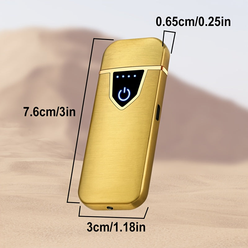 Men's Plasma Lighter Fingerprint Sensor Rechargeable Touch Flameless Blue