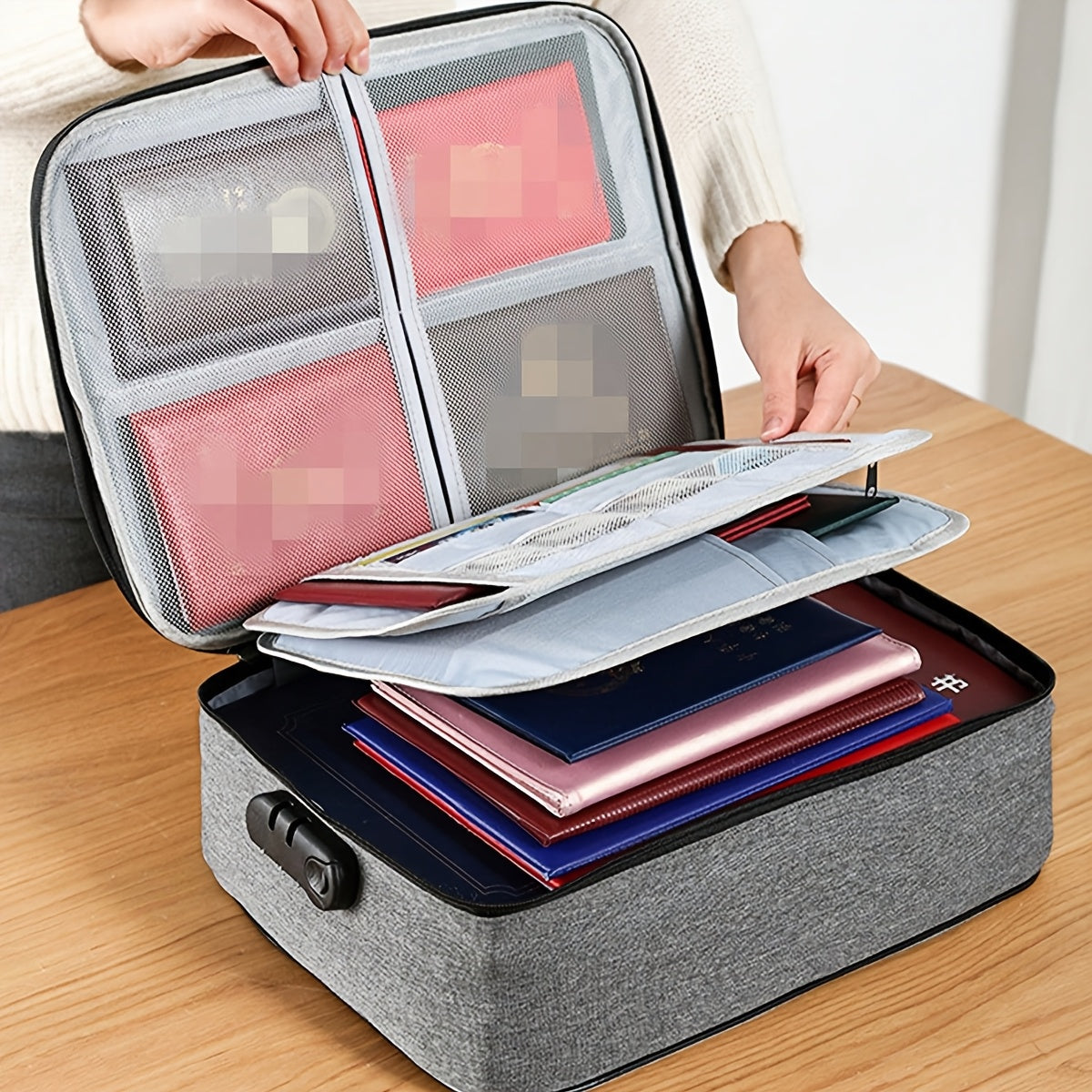 Casual Polyester Passport Holder with Zipper Closure and Shoulder Strap for Travel and Business