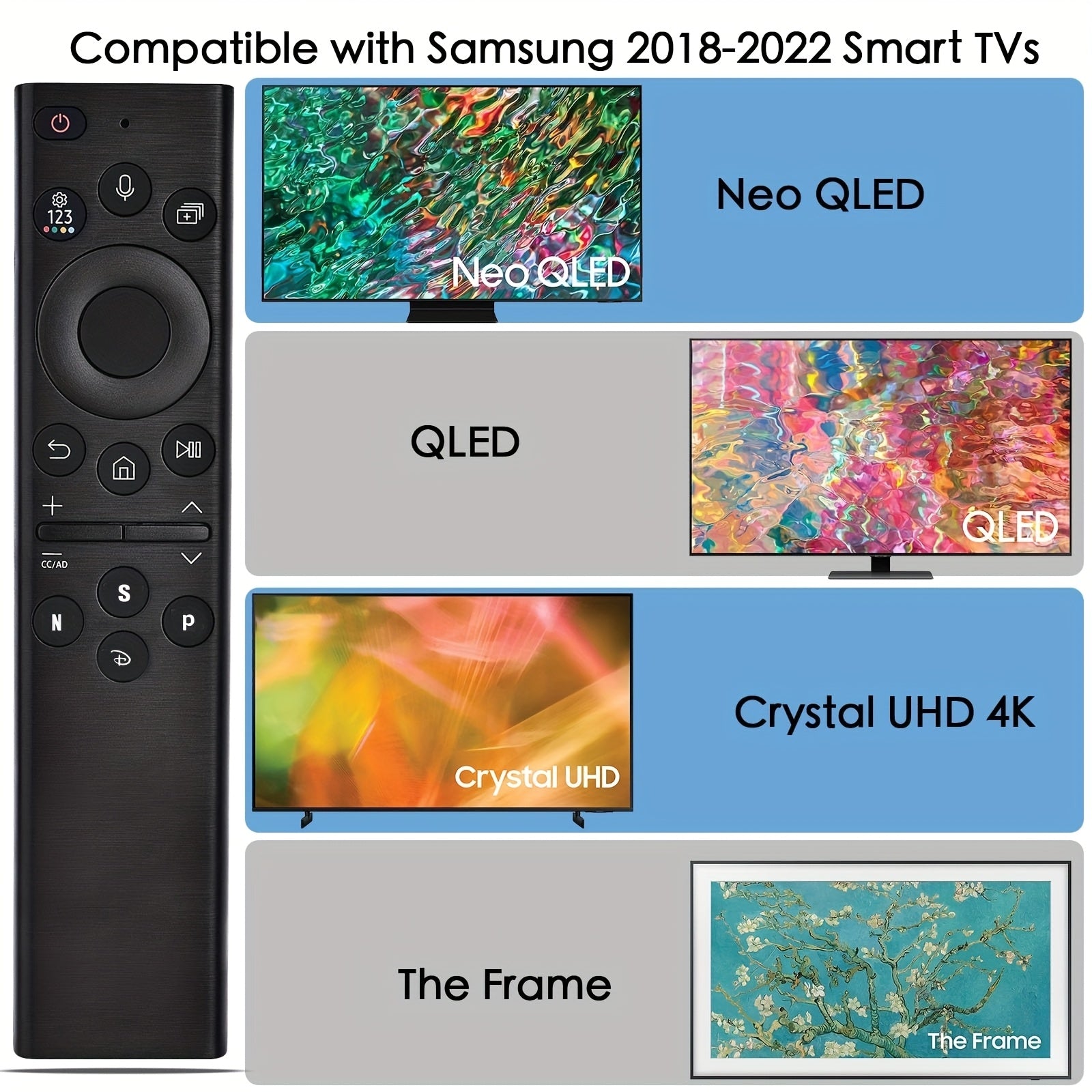 2022 Model Voice Remote Control for Samsung Smart TV Infrared Wireless Voice Search Battery Not Included