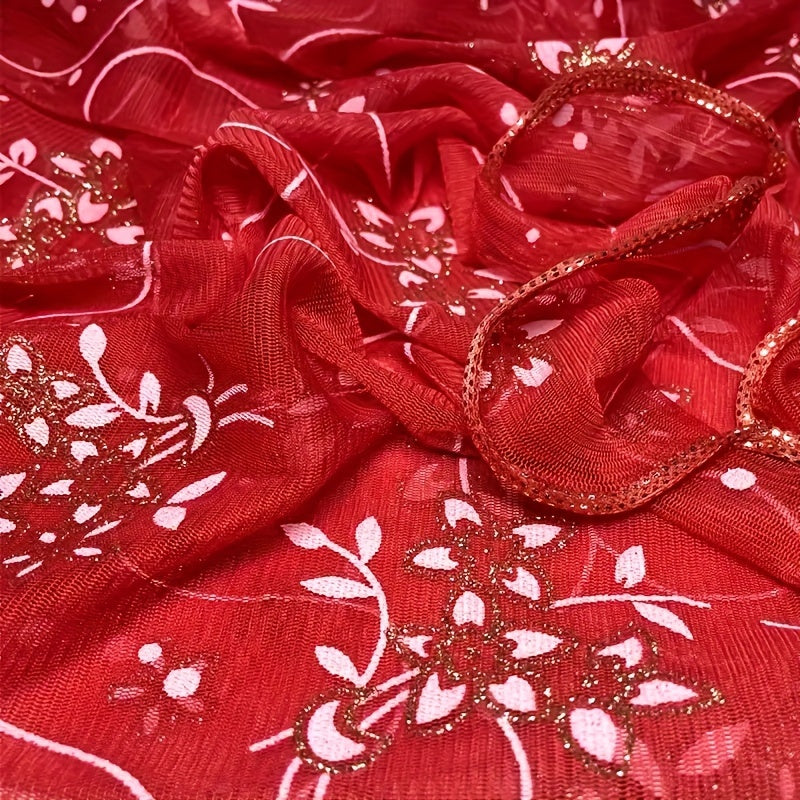 Bohemian Style Floral Embroidered Lightweight Shawl Wrap for Travel and Outdoor Use