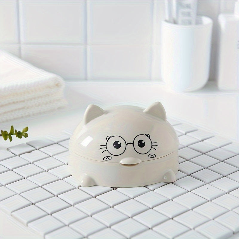 Nordic-Style Plastic Soap Dish with Lid for Bathroom Essentials Drainable Holder