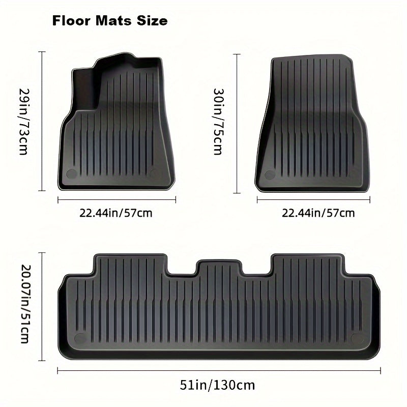 All-Weather TPE 3D Non-Slip Floor Mats for Tesla Model Y Black 5-Seat