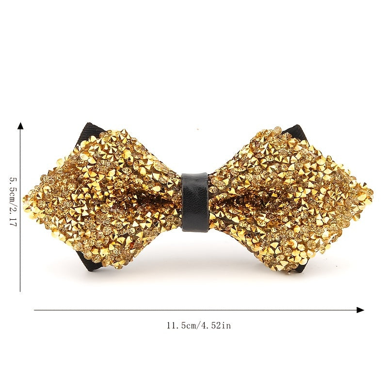 Men's Bow Tie with Faux Diamond Knot for Weddings and Formal Events
