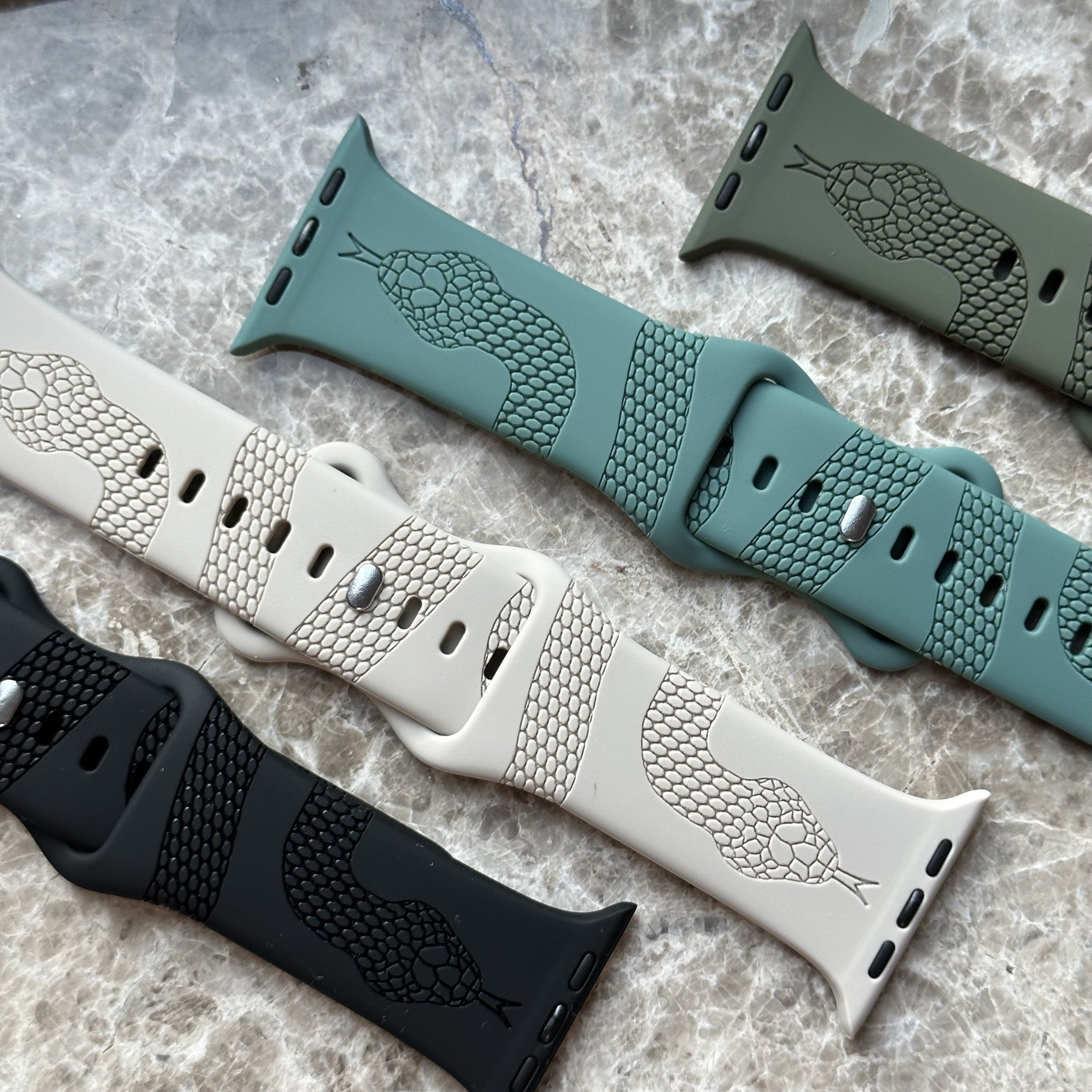 Engraved Snake Silicone Watch Band for Apple Watch All Series Durable Comfortable Strap