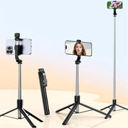 Extendable Selfie Stick with Tripod, Wireless Remote, Fill Light, Aluminum Alloy for iPhone and Android Smartphones