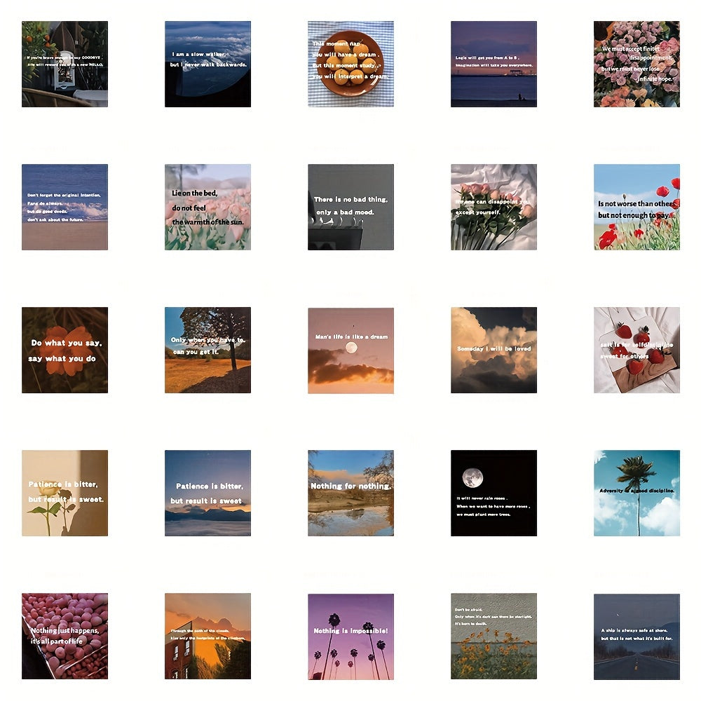 Set of 50 Waterproof PVC Inspirational Quote Stickers for Laptops Phones and Luggage