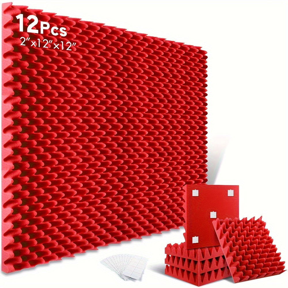 12 Pack Acoustic Foam Panels 30x30x5cm Soundproof Egg Crate Wall Sound Absorbing Sponge