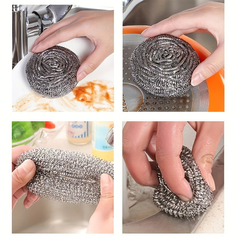 Juego de 10 bolas de estropajo de acero inoxidable para platos, ollas y estufas limpieza del hogar