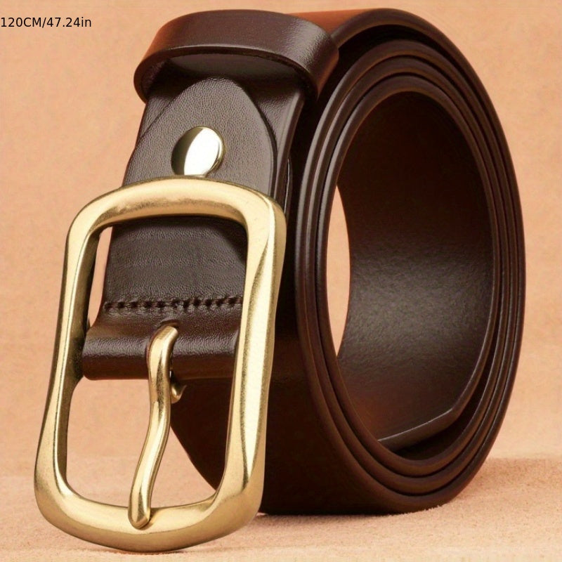 Men's Dark Brown PU Leather Retro Buckle Belt for Casual Business Jeans