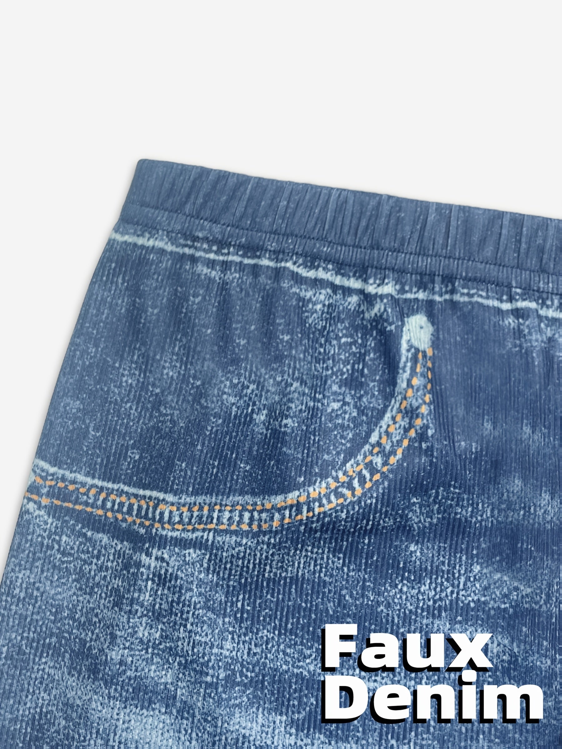 Women's Plus Size Stretchy Denim-Look High-Waisted Shorts Casual Summer Fashion