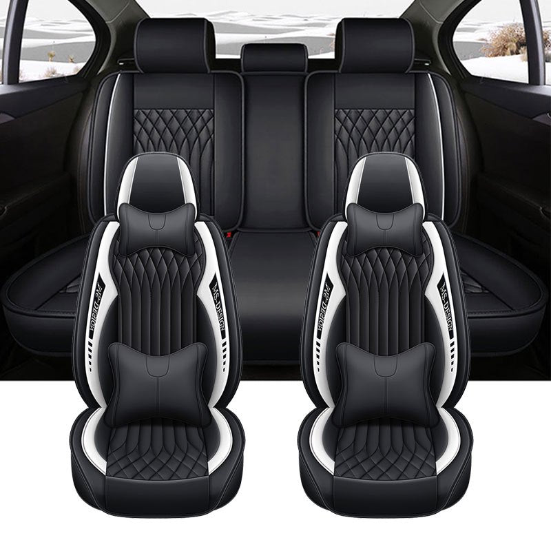 Barcha mavsumlar uchun sun'iy charm avtomobil o'rindiqlari qoplamalari, sirpanmaydigan, chizishga qarshi, dengiz xoki ko'k, 5 o'rinli