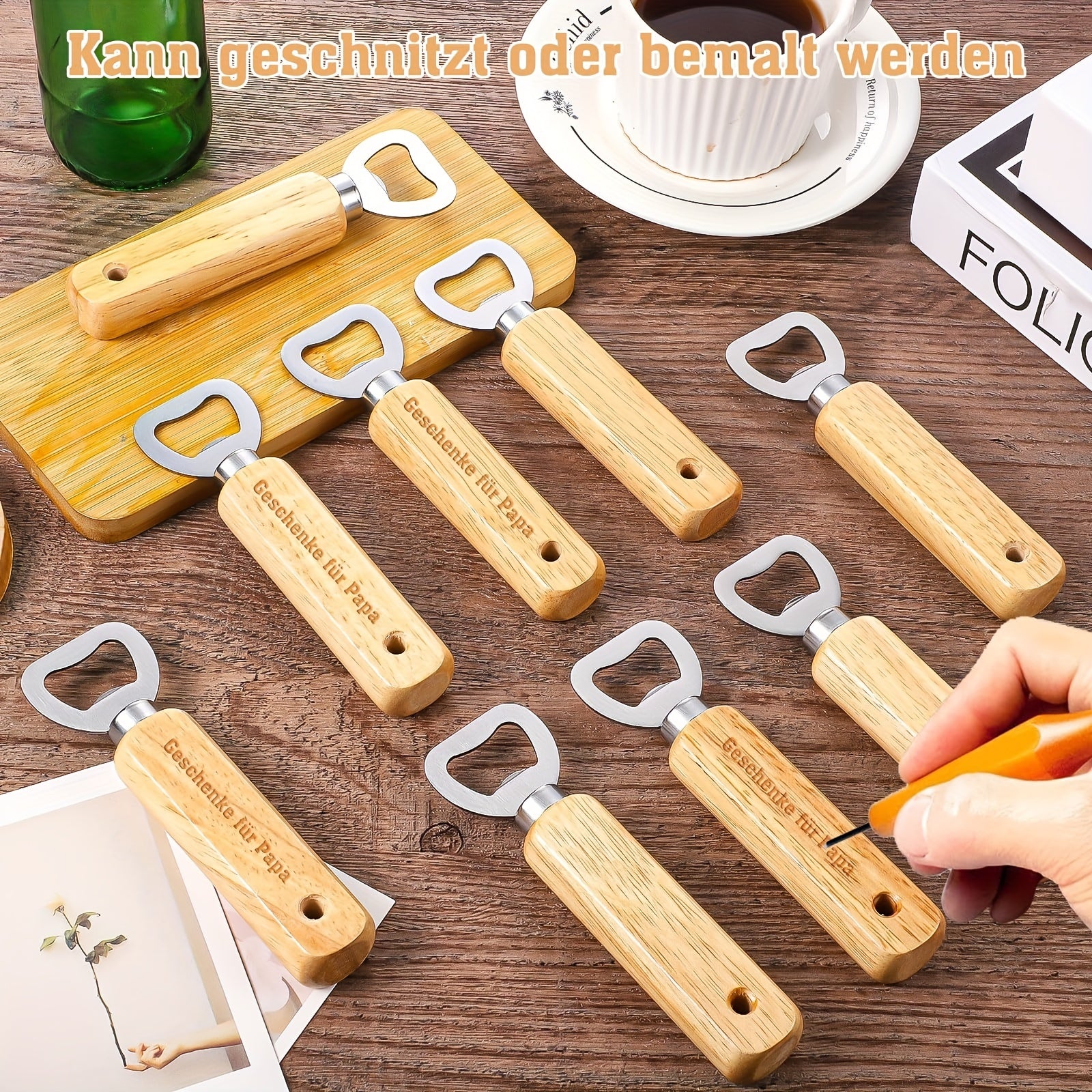 Personalized Wooden Bottle Opener for Holidays and Occasions Gift for Men