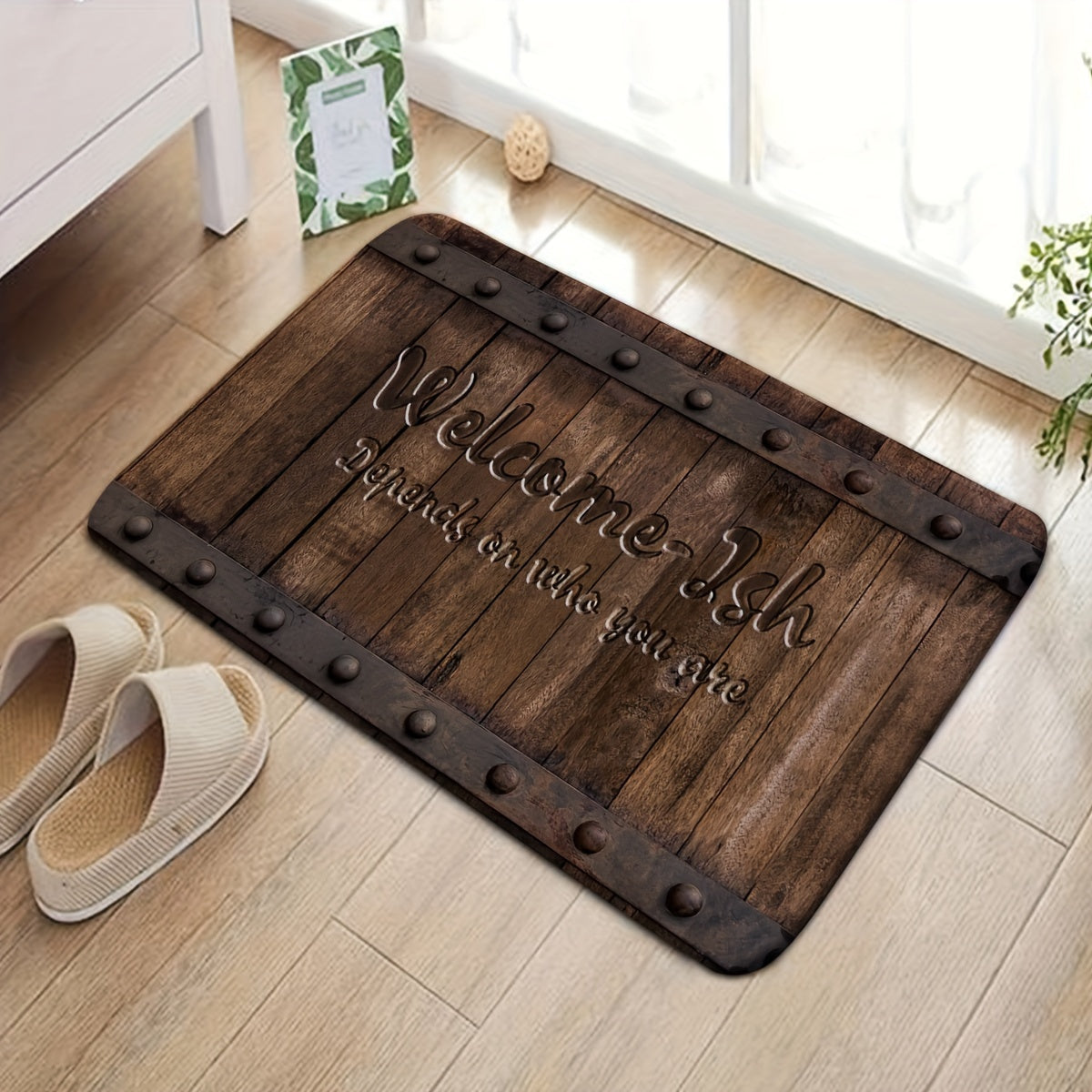 Rustic Welcome Mat Anti-Slip Easy to Clean Farmhouse Rug for Entryway