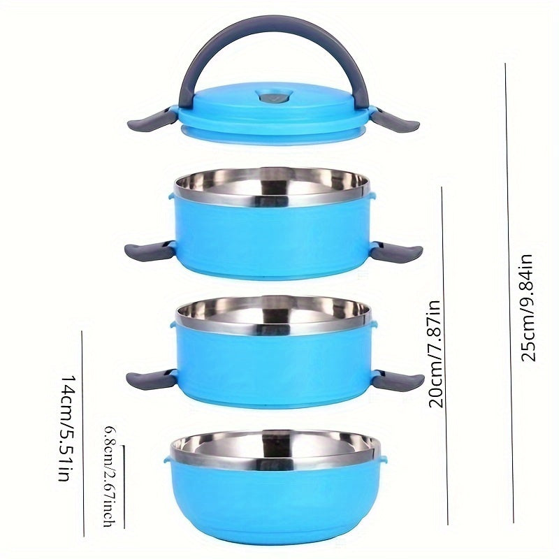 Contenedor de comida aislado con asa, lonchera térmica a prueba de fugas, de 1 a 4 niveles