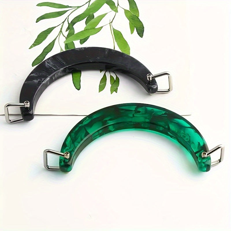 Black and Green Handbag Handle with Alloy Horseshoe Buckle for DIY Purse Accessories