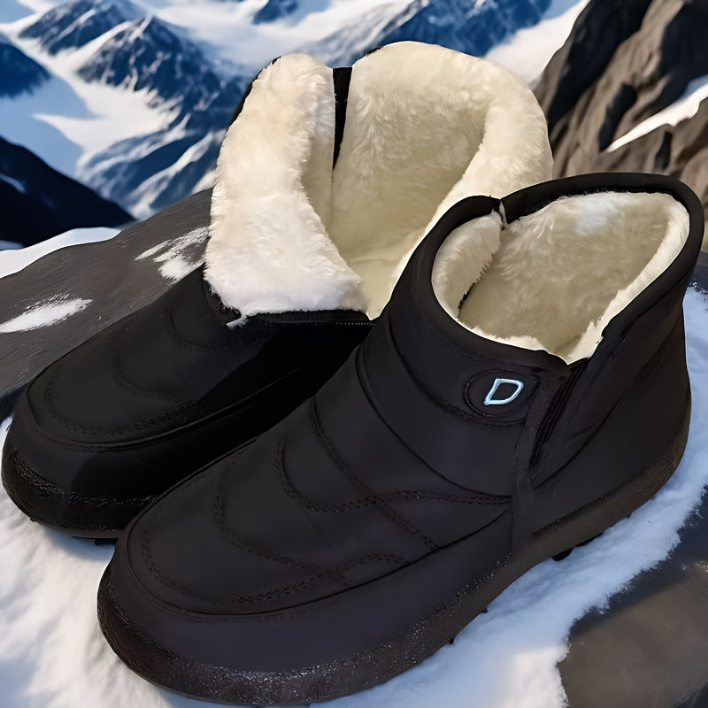 Plus Size Fleece-Lined Winter Boots Thick Plush Warm Outdoor Shoes