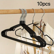 Set of 10 Metal Hangers with Shoulder Grooves and Non-Slip Coating