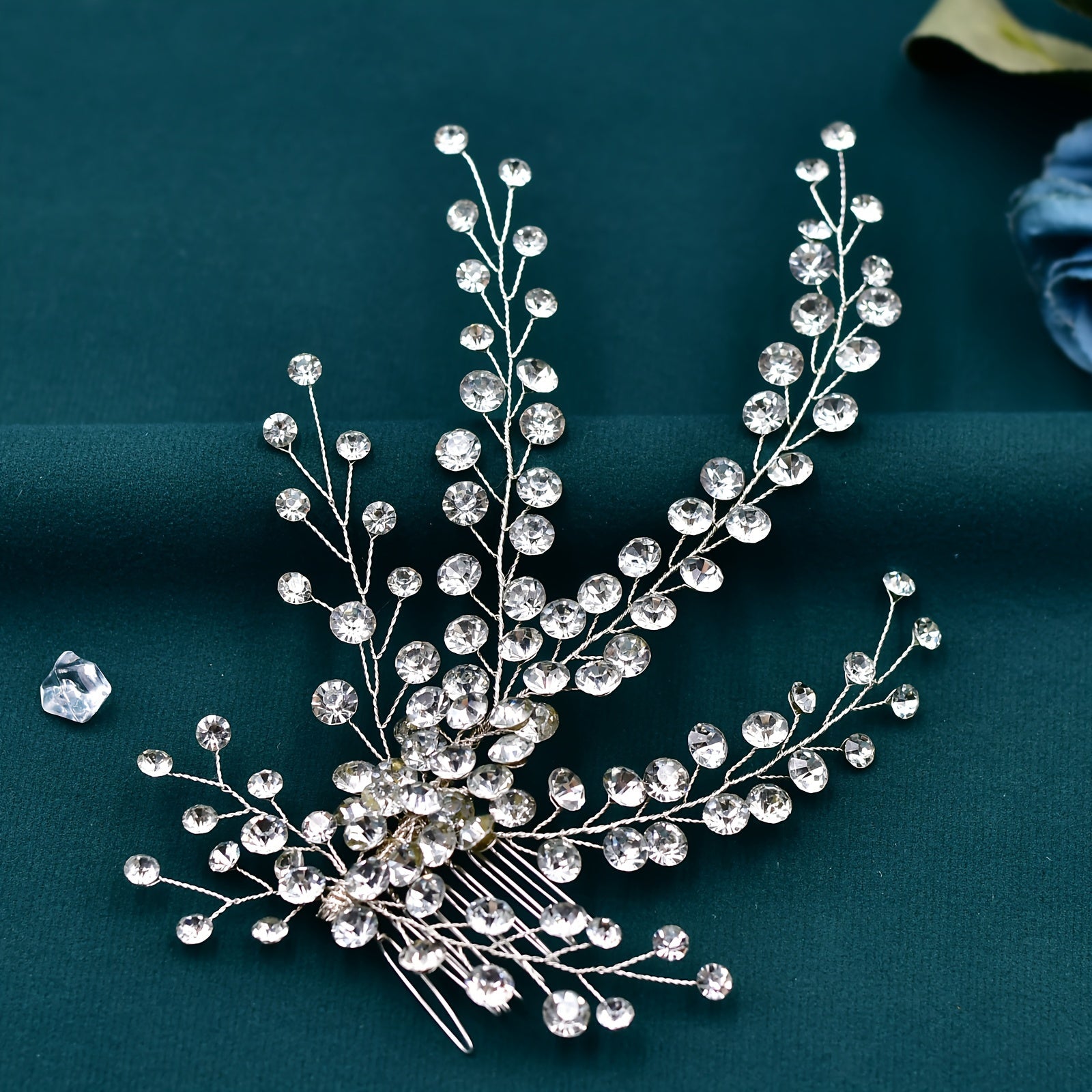 Women's Leaf-Shaped Rhinestone Hair Comb for Bridal Wedding and Events