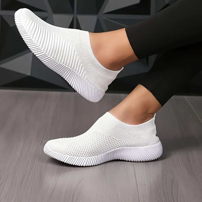 Zapatillas ligeras y transpirables para mujer, de punto negro, suela de EVA, casuales para viajar