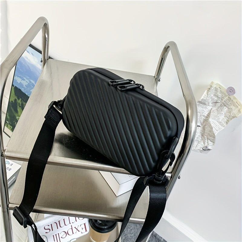 Black Mini Crossbody Bag for Women with Adjustable Strap and Multiple Compartments