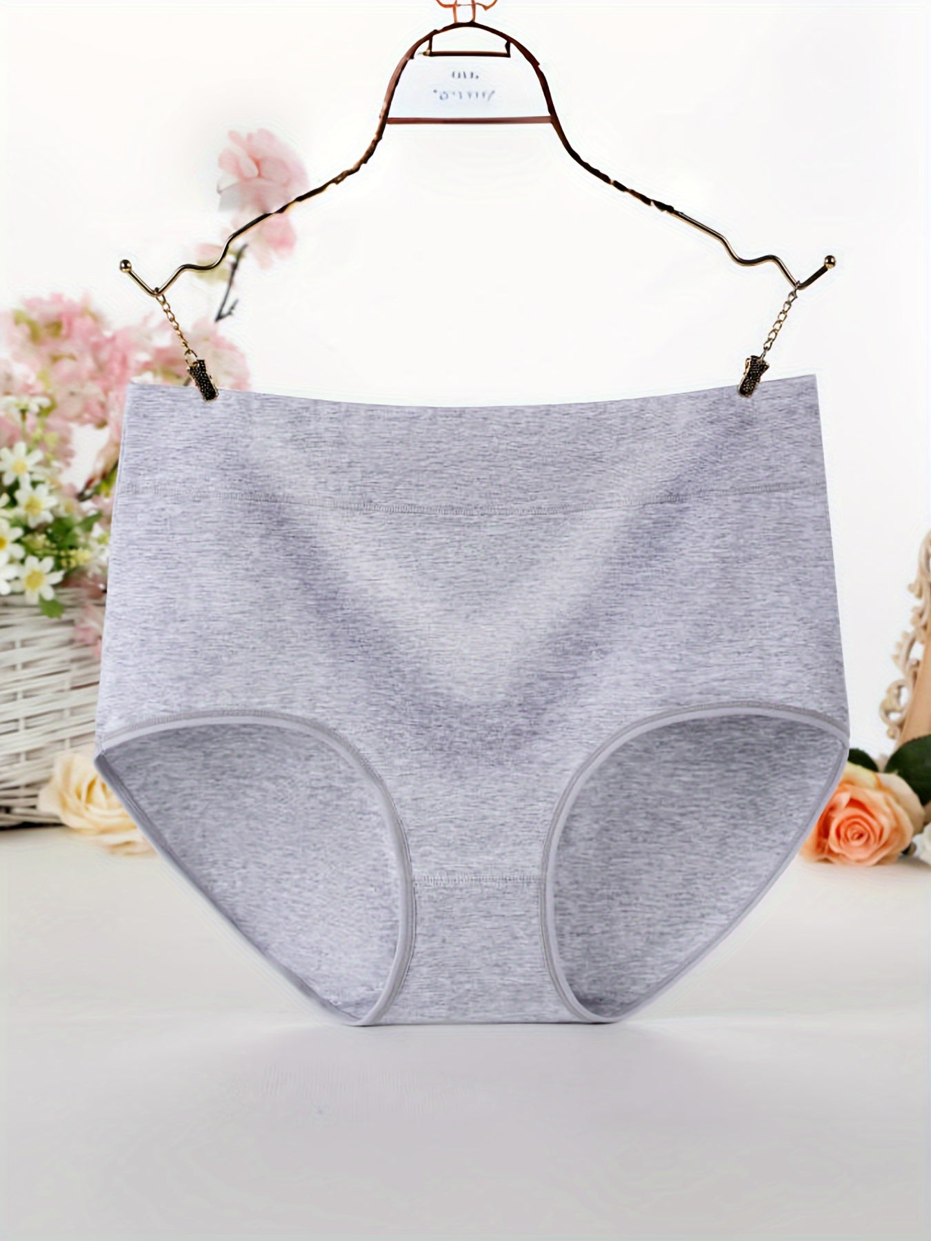 Women's Cotton Briefs 5-Pack Wide Waistband Solid Color Comfortable Underwear