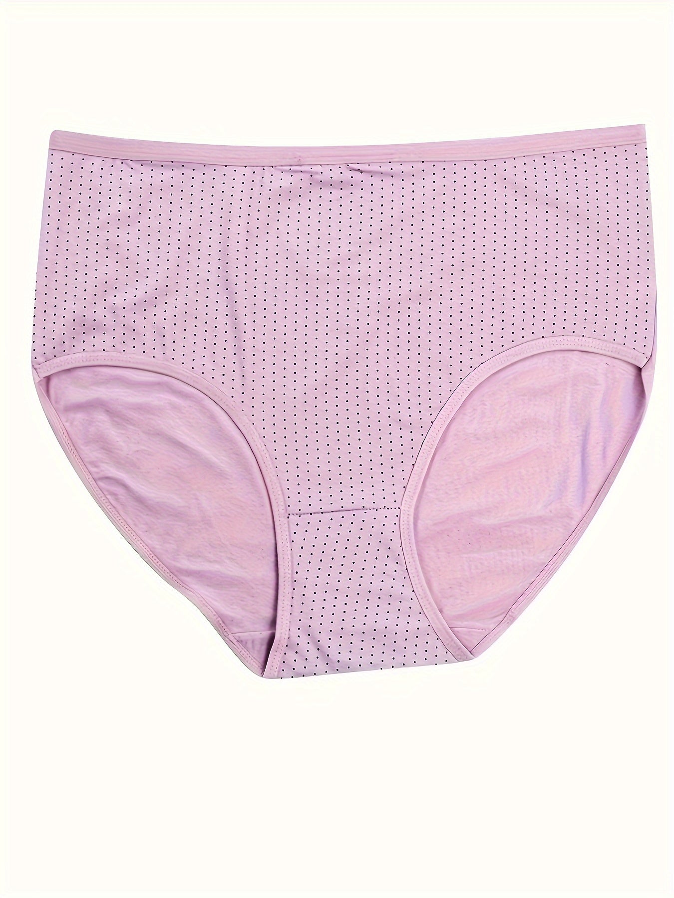 6 dona ayollar uchun o'rtacha balandlikdagi ichki kiyim to'plami, turli ranglarda, nuqta naqshli va cho'ziluvchan moslashuv bilan.