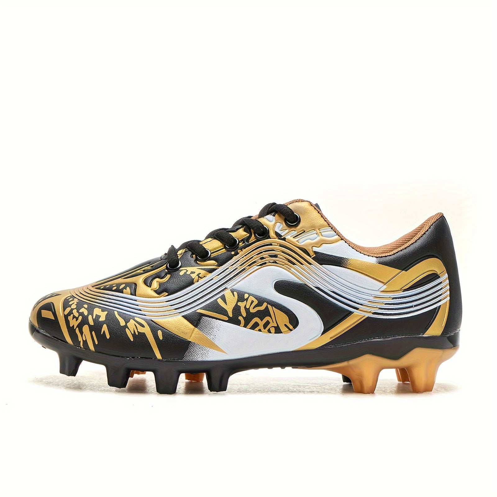 Youth Boys Girls Soccer Cleats with Striped Pattern Breathable Synthetic Upper Rubber Sole