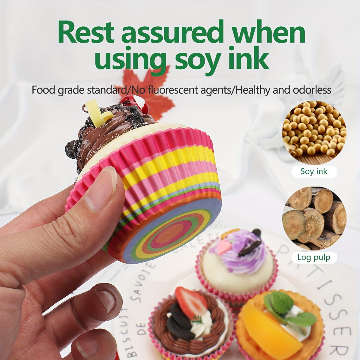 100 piezas de moldes desechables para muffins con patrones de espiral coloridos, papel para cupcakes, moldes para hornear