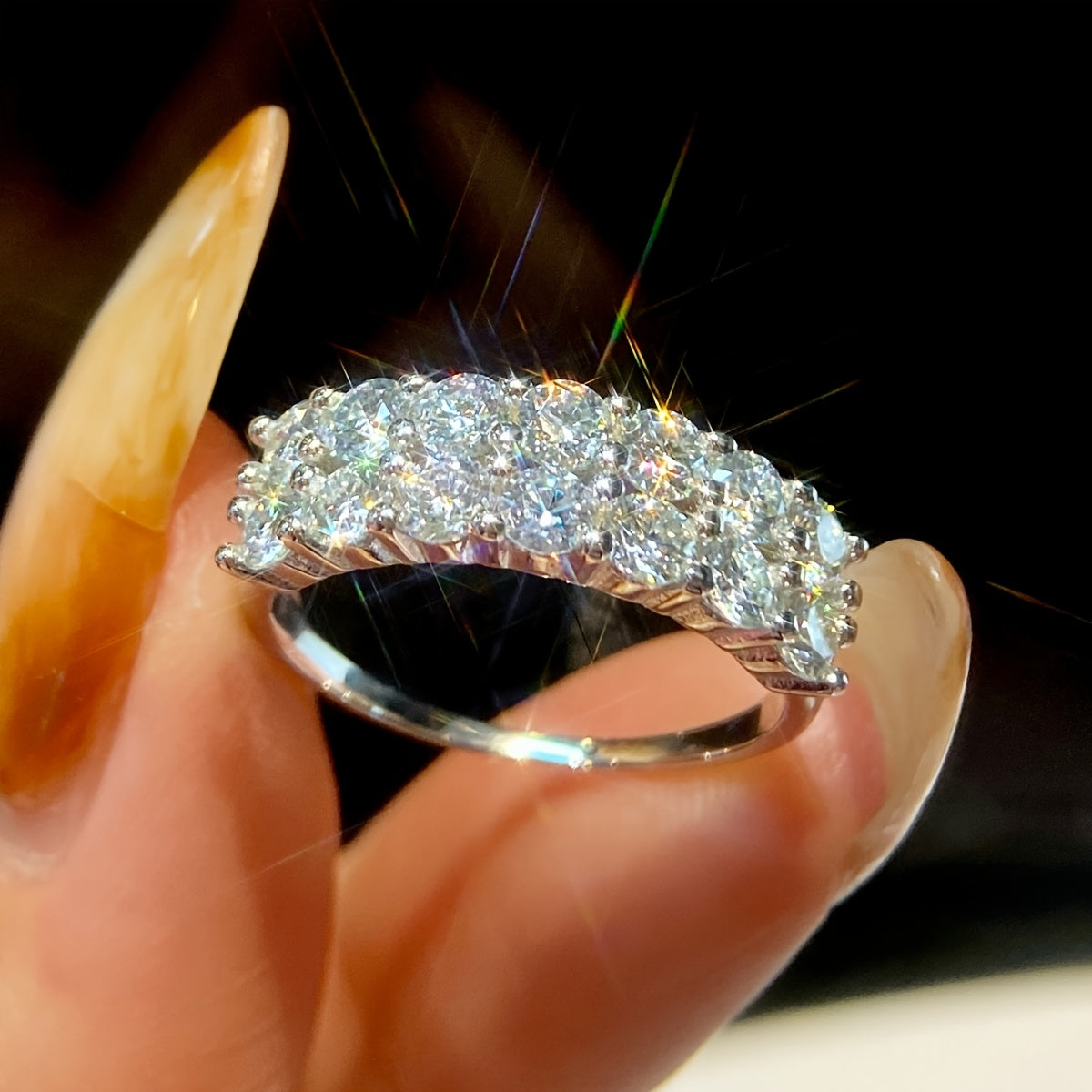 Moissanite Engagement Ring 1.4 Carat Sterling Silver Promise Wedding Jewelry