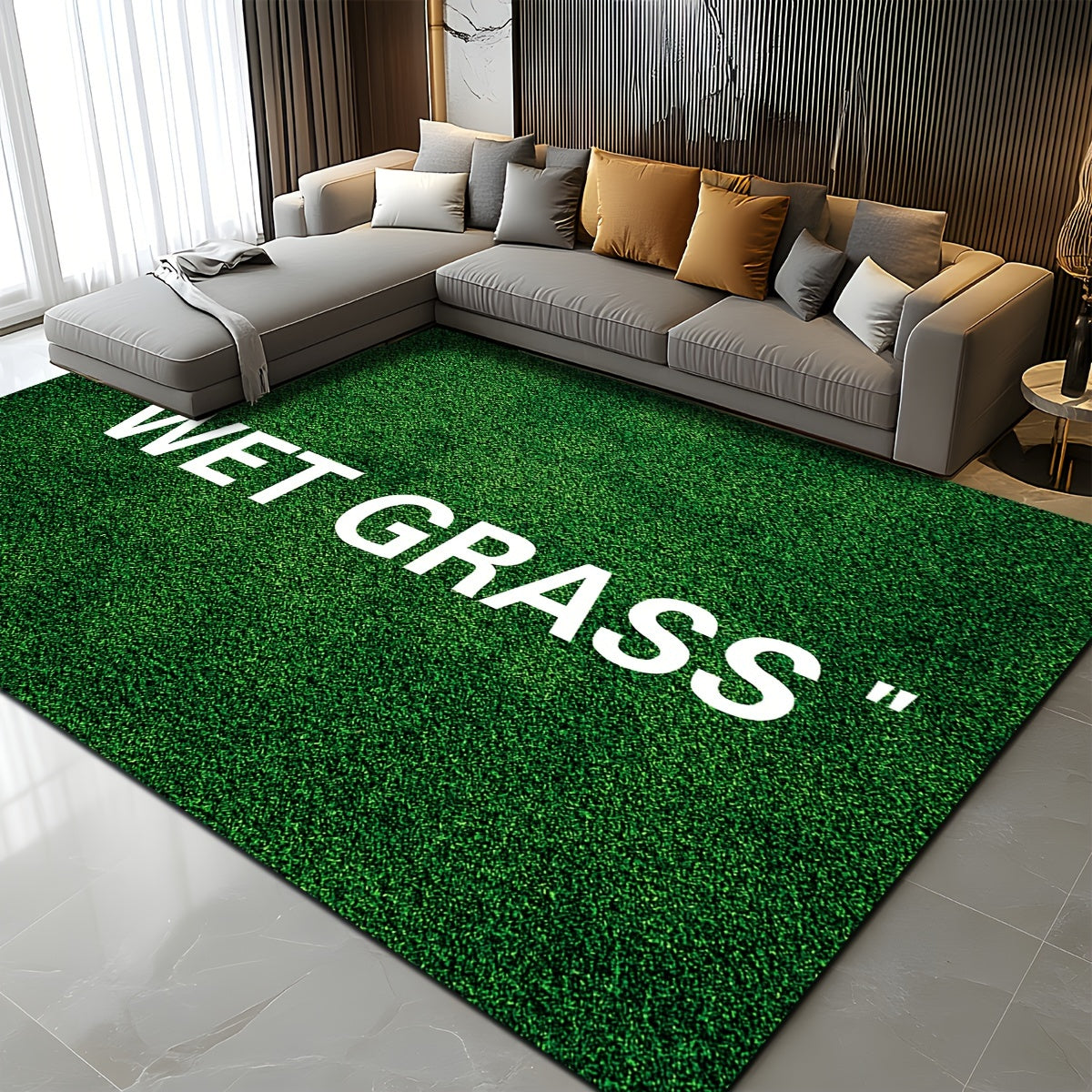 Green Grass Area Rug Non-Slip Machine Washable for Living Room Bedroom Kitchen