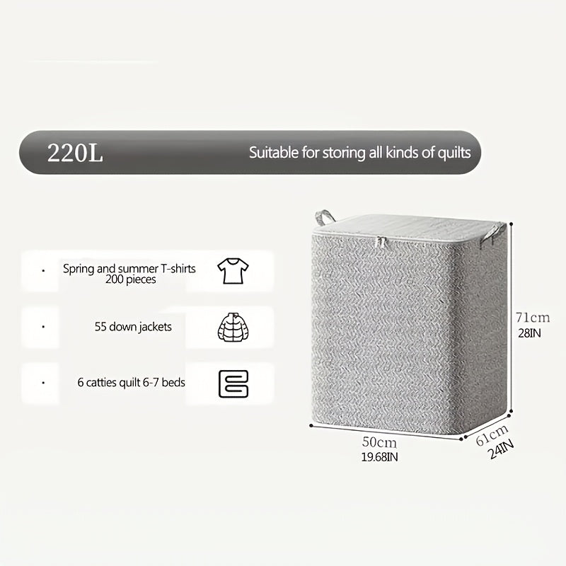 Большая холщовая сумка для хранения с застежкой-молнией, складывающаяся, для одежды, одеял, пуховых одеял, прочная, моющаяся