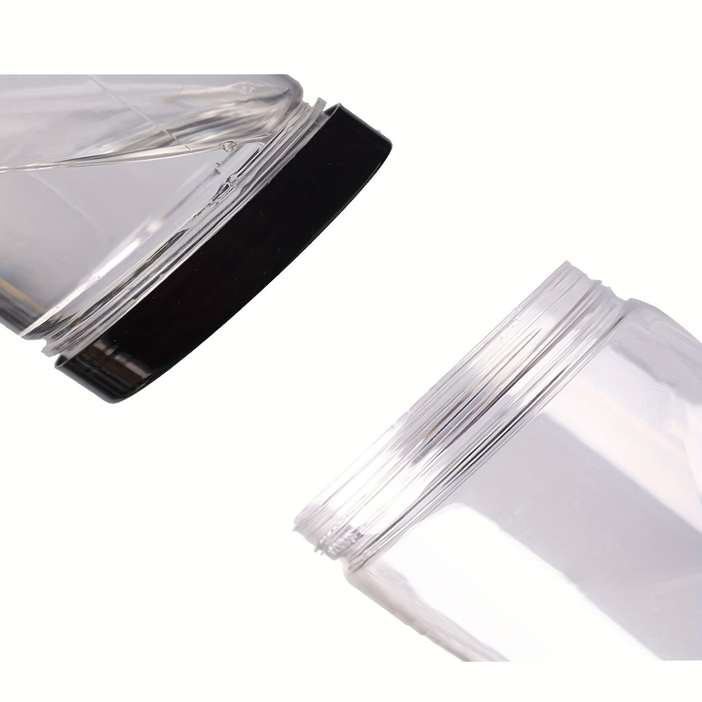 Set of 6 43oz Clear PET Food Storage Jars with Black Lids Wide Mouth BPA Free