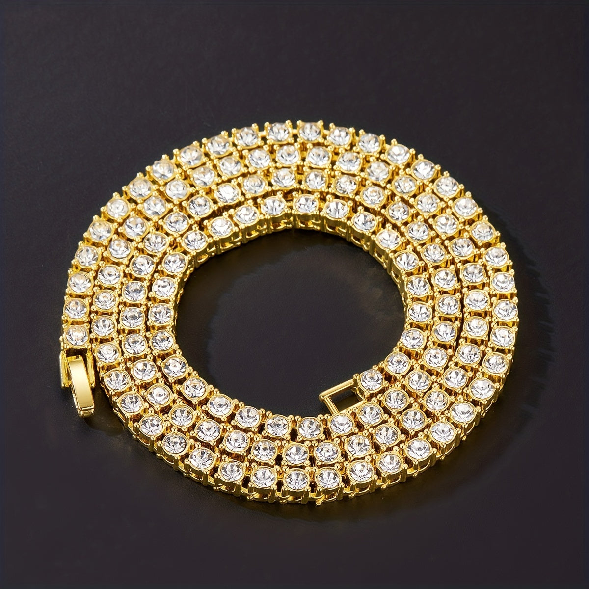 Hip Hop Tennis Chain for Men Gold Silver Durable Jewelry Accessory