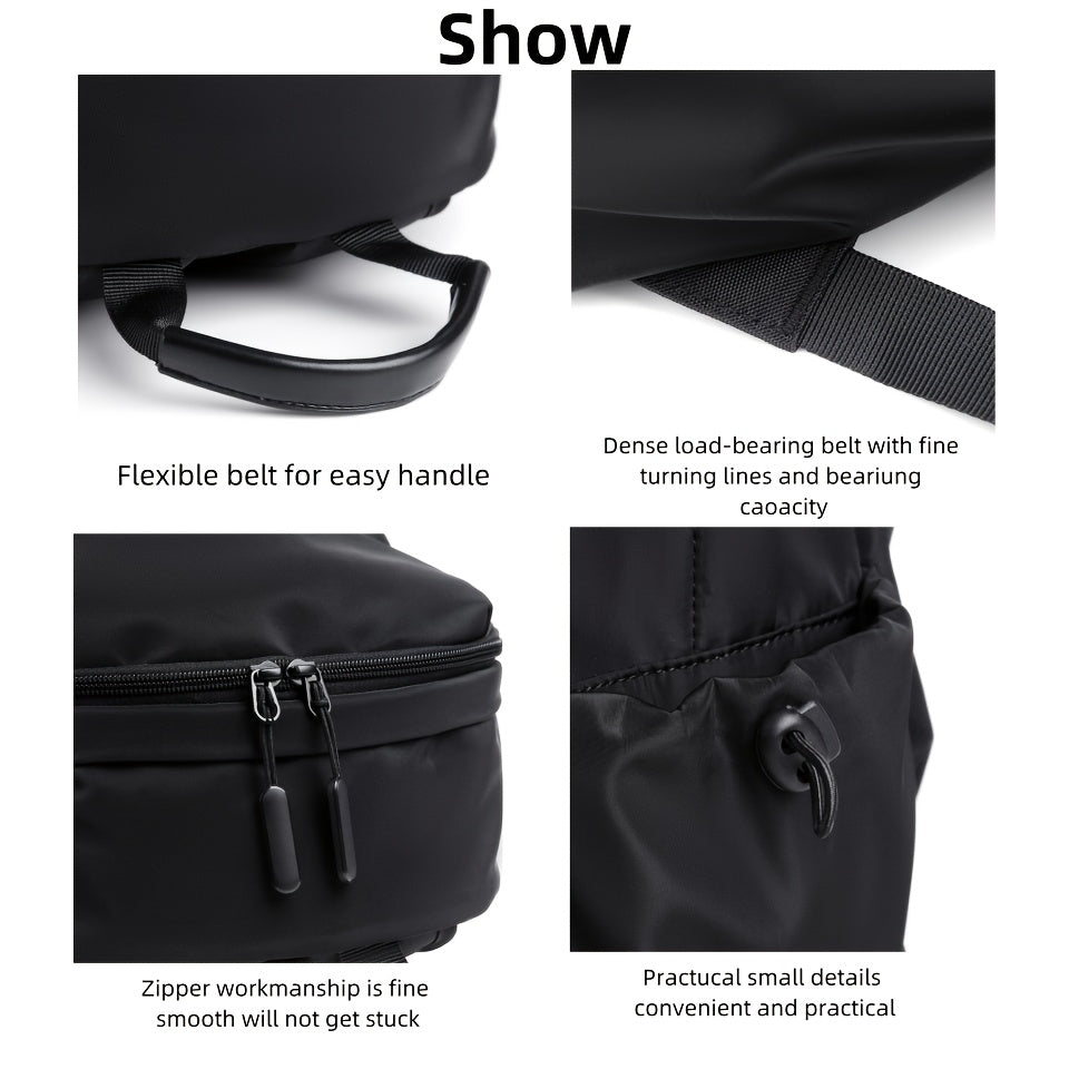 Erkaklar uchun sport, sayohat, ishga borish va maktab uchun mo'ljallangan, noutbuklar uchun yengil va oddiy dizayndagi ikki yelkalik ruksak.