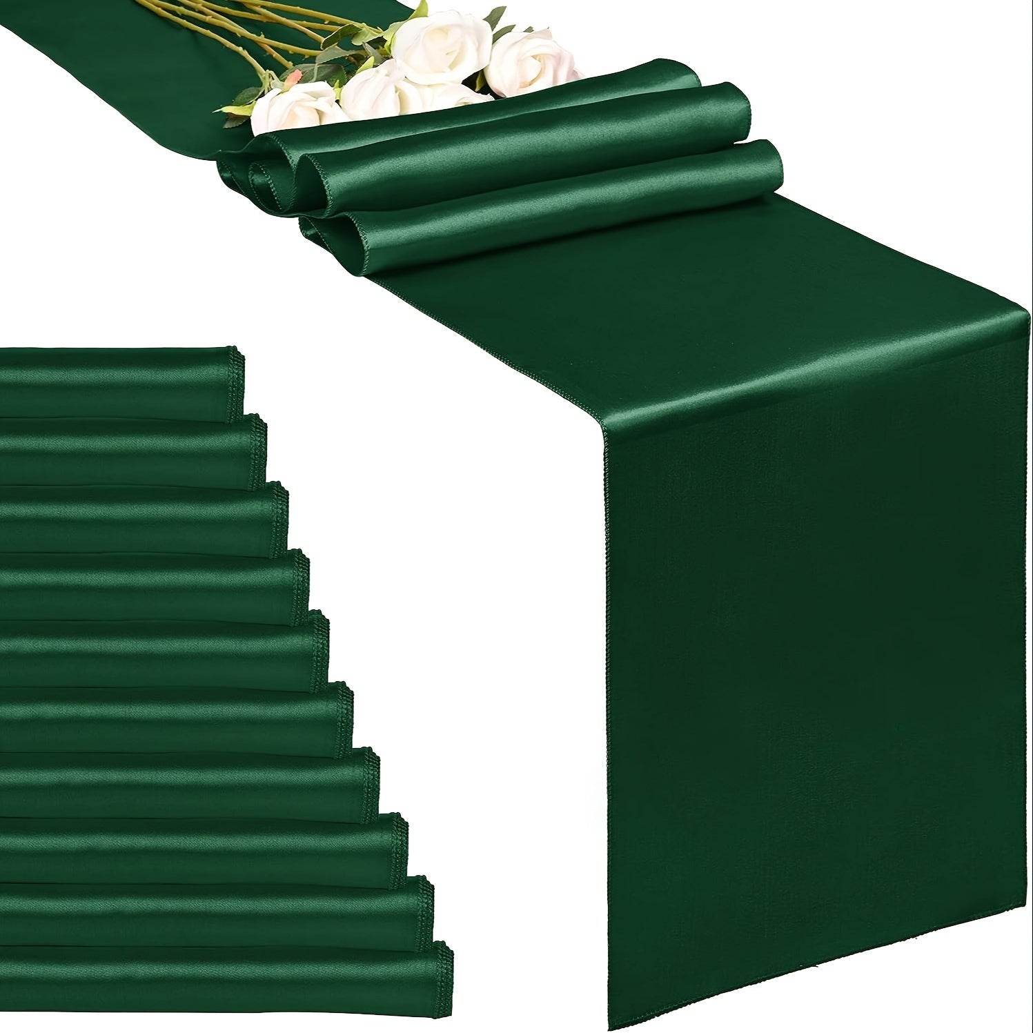 10pcs Rose Gold Satin Table Runner 29x275cm for Weddings Birthdays Banquets