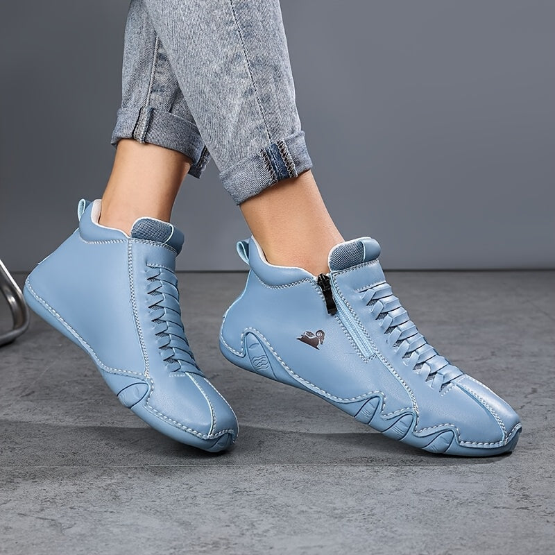 Women's Slip-On Sneakers with Zipper Closure Synthetic Upper Breathable Lining