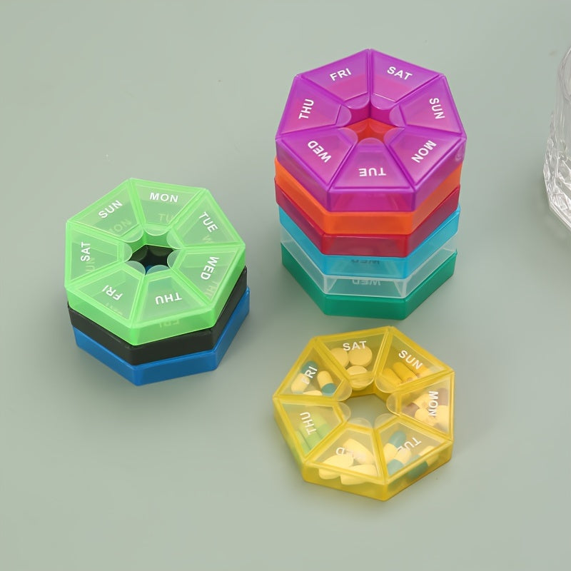 Women's Polypropylene Weekly Pill Organizer Compact 7-Compartment Multi-Color