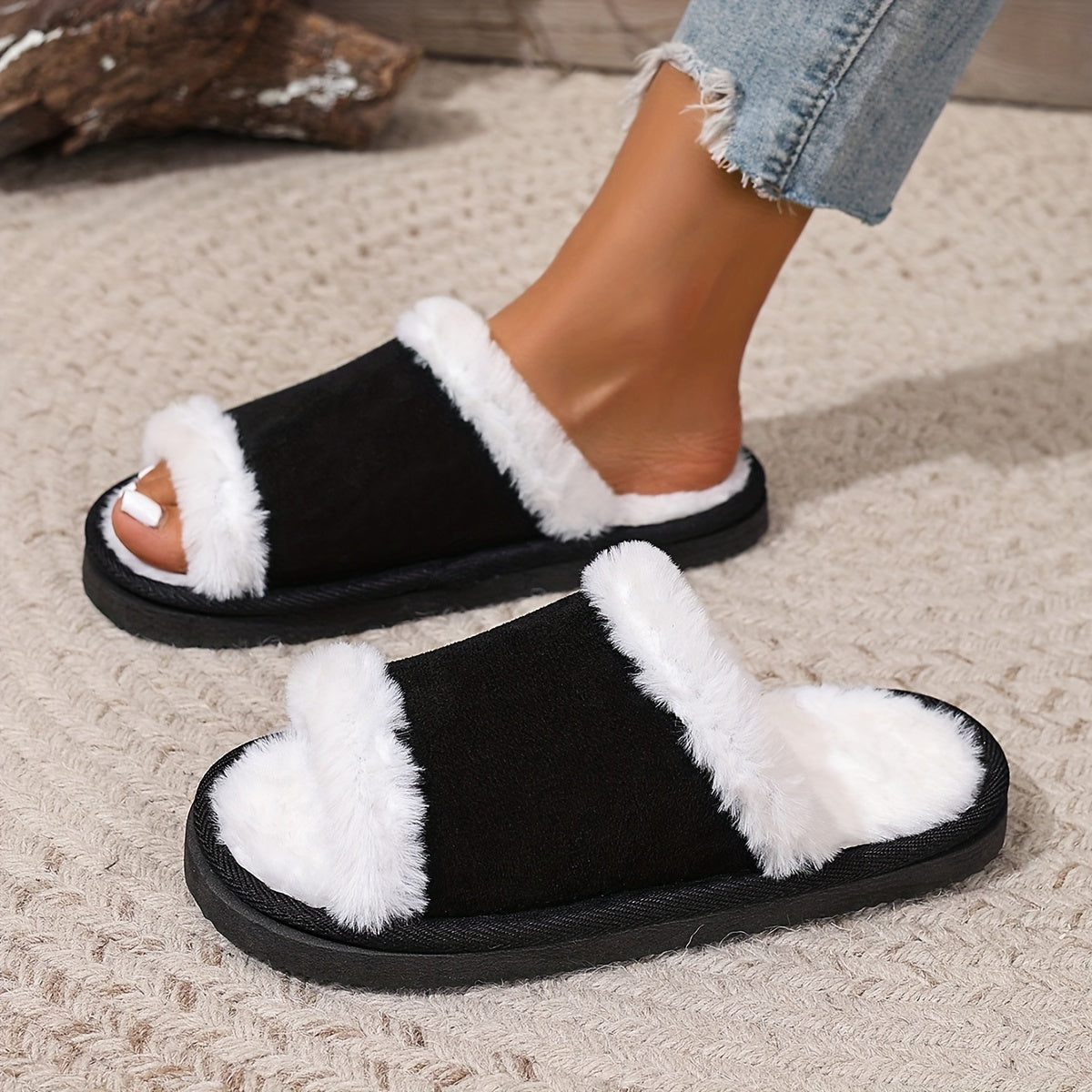 Women's Faux Fur Slippers Indoor Outdoor Comfortable Non-Slip Multipack