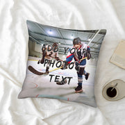 Soft Plush Ice Hockey Photo Pillow Cover Custom Design 45.72x45.72 cm