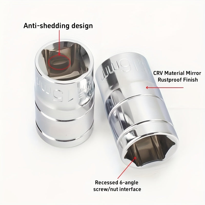 Impact Wrench Socket Set 10pcs Thin Wall Metric CRV Metal Auto Repair