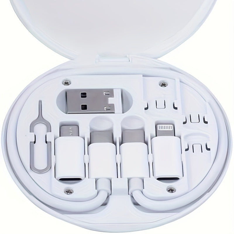 Multi-USB Charging Kit with Converters Data Transfer Card Storage Phone Holder White Oval