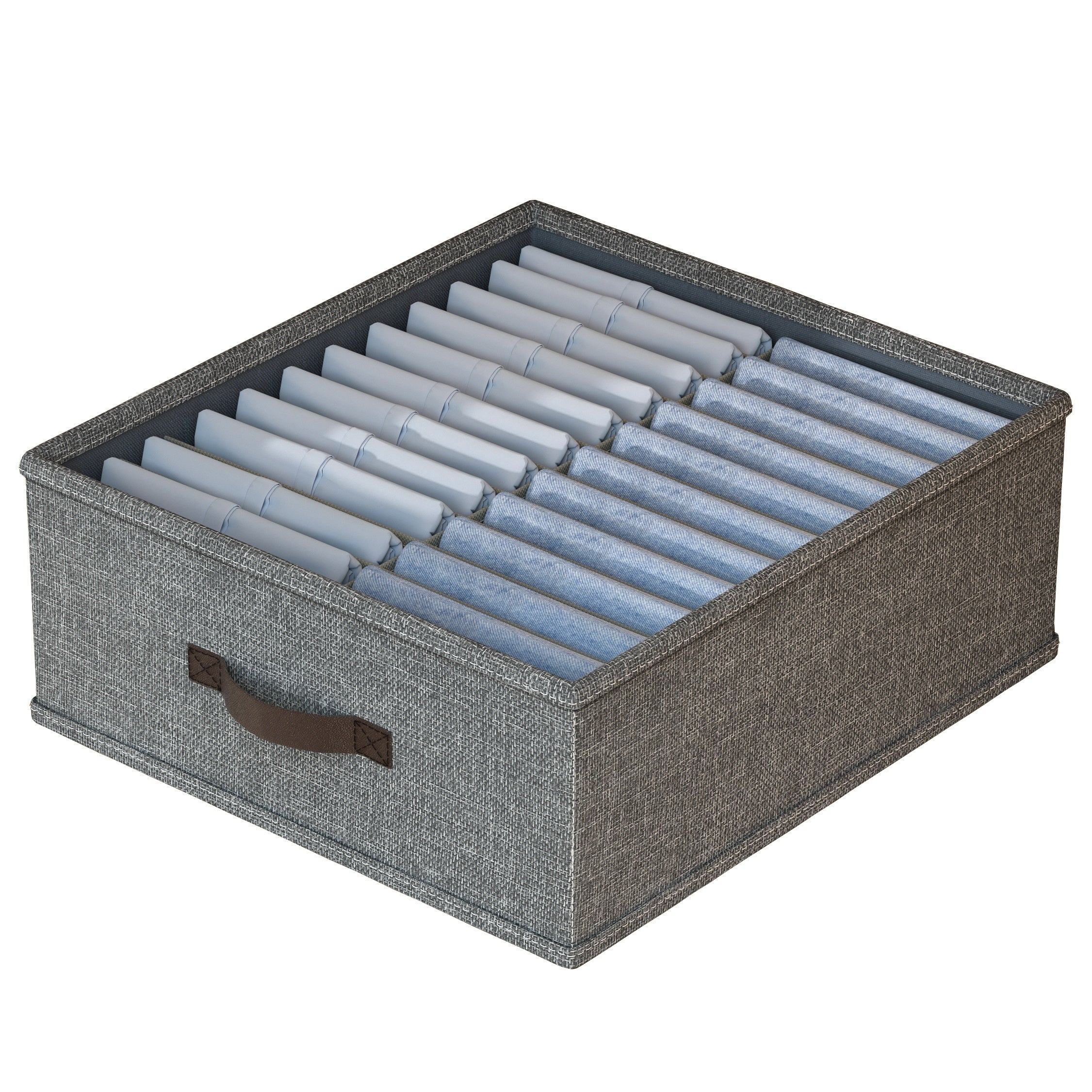 Minimalist Fabric Storage Box Foldable Beige Light Grey for Home Organization