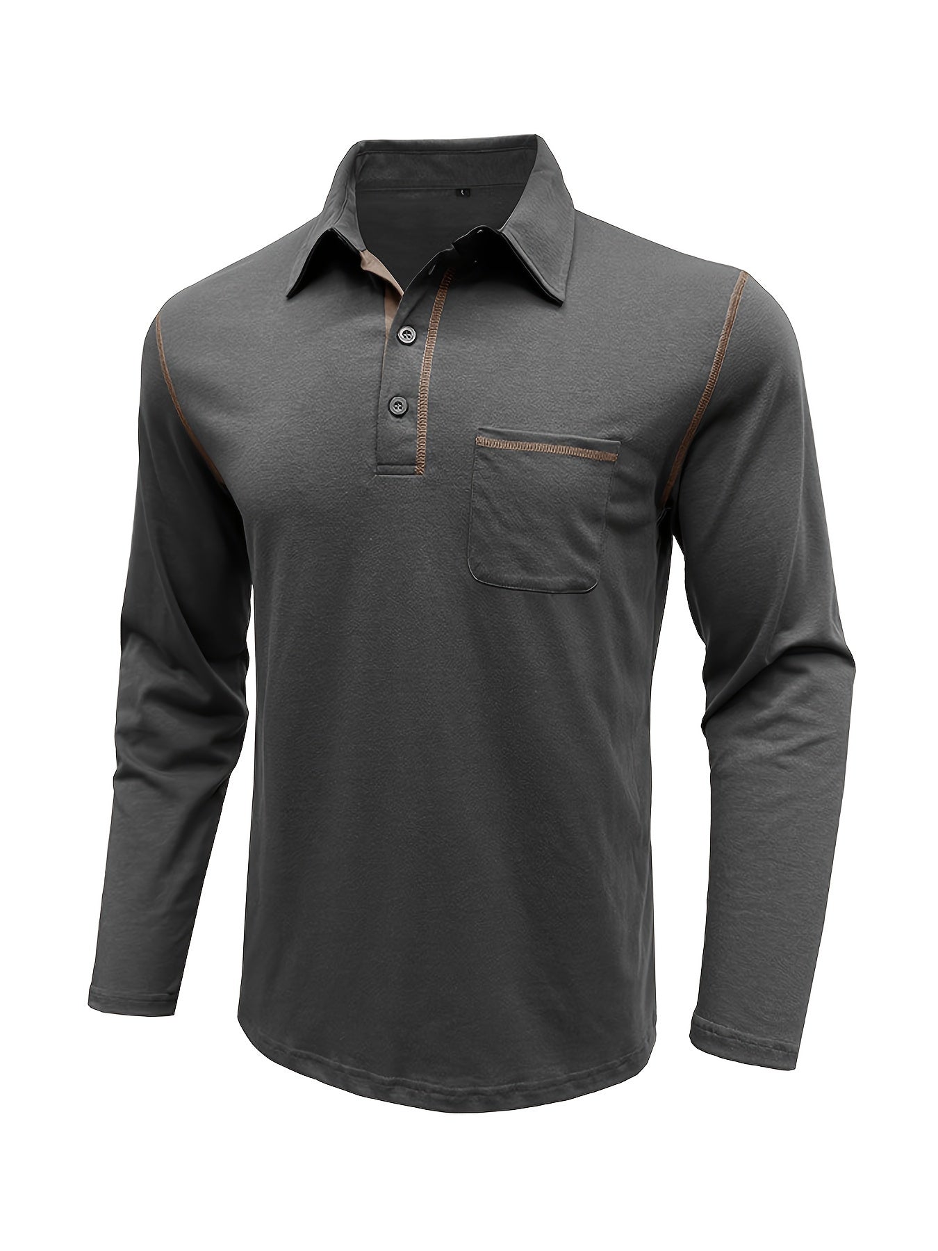 Camisa Henley de manga larga de talla grande para hombre con bolsillo en el pecho, punto de algodón y poliéster, para otoño y primavera