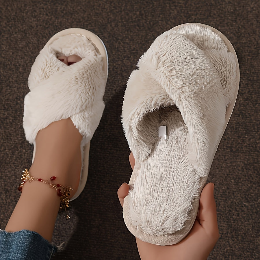 Women’s Cozy Plush Winter Slippers with Non-Slip Sole and Fleece Lining